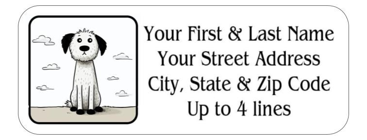 150 Minimalist Simple Dog Clouds Return Address Labels Personalized 1 x 2 5/8