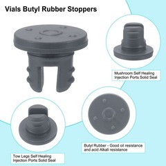 200Pcs 7.5mm/0.3″ Vials Rubber Stoppers Two Legs Butyl Rubber Stopper Grey