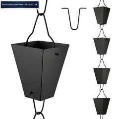 TE DEUM Square Link Rain Chain, 8.5 Feet Length, 3.7inch Big Black-Square