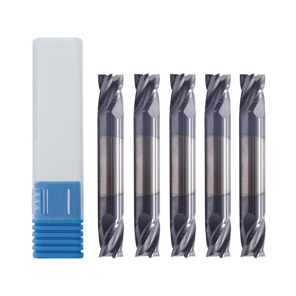 5PCS 4 Flute 1/4″x 1/2″ x 2-1/2″ Solid Carbide End Mill Double End AlTiN Coated