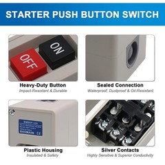 3 Phase on off Push Button Switch, 220V/240V 30A Industrial Motor Starter Switch