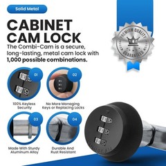 FJM Security Combi-Cam 7850R-S-Black Combination Cam Lock, 5/8″ Black Finish