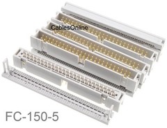 5-Pack 50-Pin (2×25) Male IDC Flat Ribbon Cable Box Header Connectors, FC-150-5