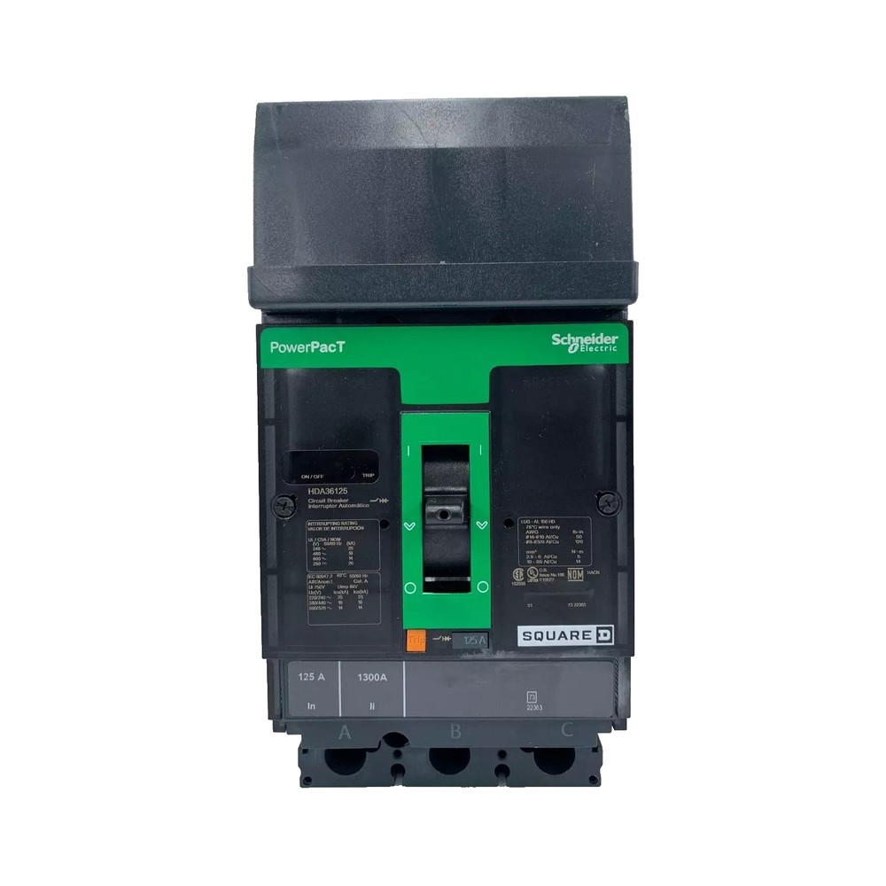 NIB – Square D – HDA36125 – Powerpact H Circuit Breaker, 125A, 3 Pole