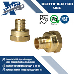 25 PCS 3/4″ PEX X 3/4″ FEMALE THREADED ADAPTER BRASS CRIMP FITTING (LEAD FREE )