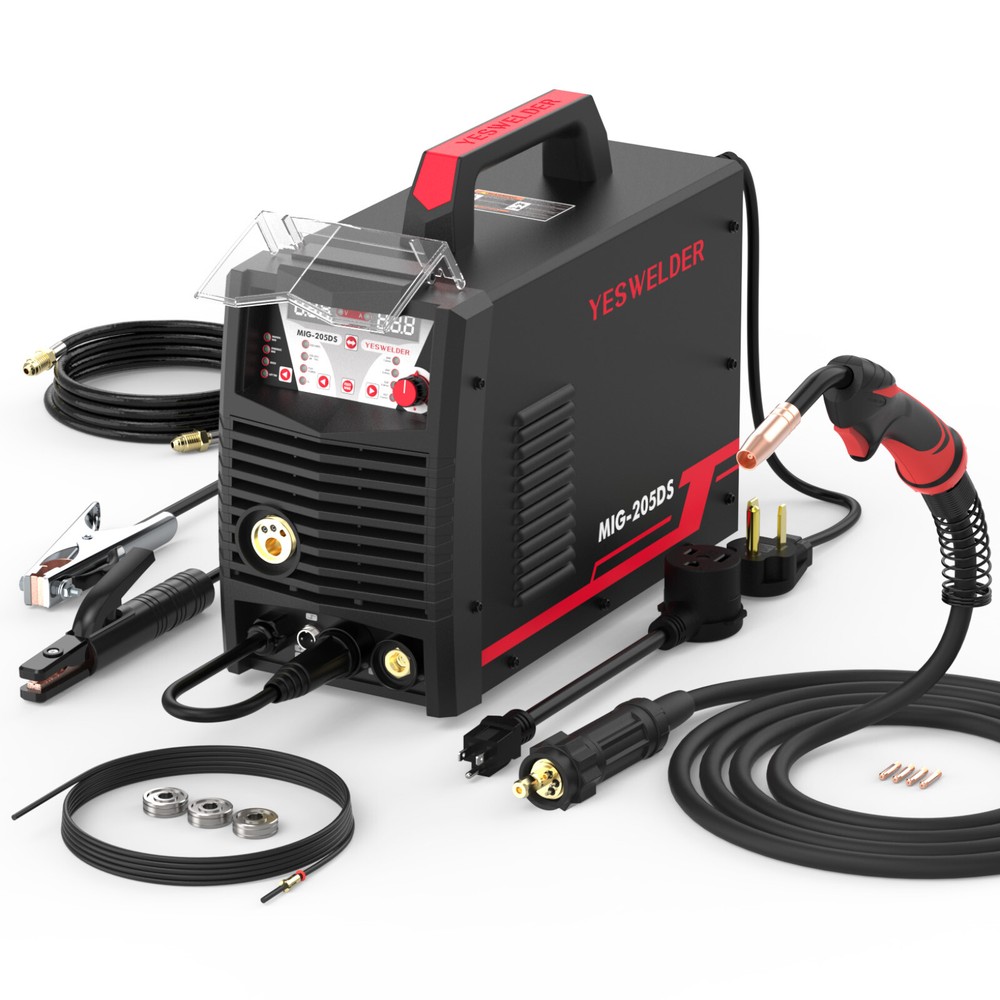 205A MIG Welder, 110/220V, Gas/Gasless/Lift TIG/Stick 3 in 1 Welding Machine