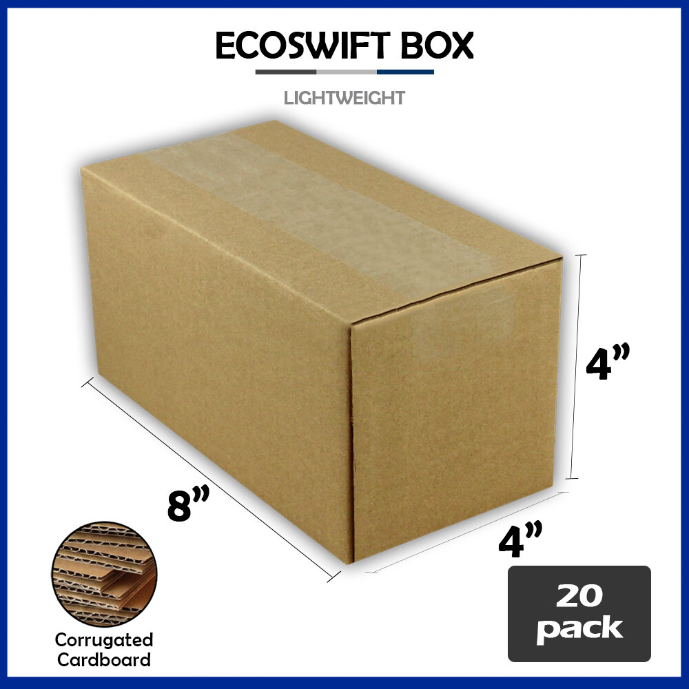 20 8x4x4 “EcoSwift” Brand Cardboard Box Packing Mailing Shipping Corrugated