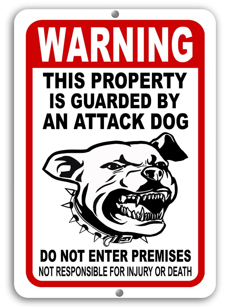 BEWARE OF DOG Sign Attack Dog on Duty Guard Dog 8″x 12″ Aluminum Metal Warning