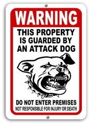 BEWARE OF DOG Sign Attack Dog on Duty Guard Dog 8″x 12″ Aluminum Metal Warning