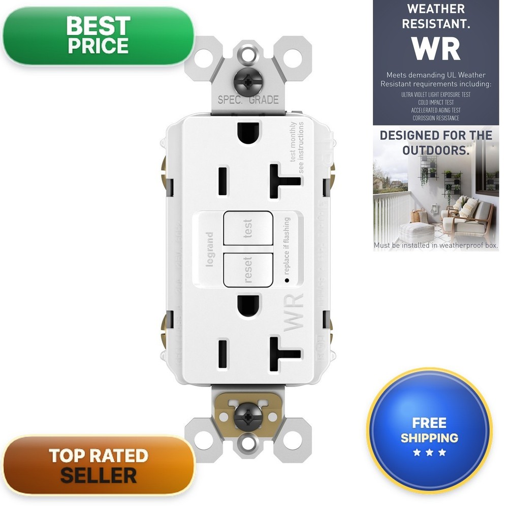 Legrand radiant 20 Amp Weather Resistant GFCI Duplex Outlet White 1 Pack