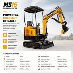 FREE SHIPPING 13.5HP Mini Excavator 1.5 Ton EPA Engine Hydraulic Thumb Digger