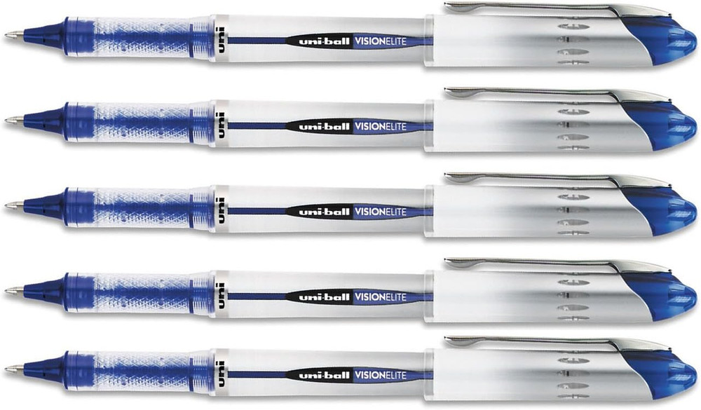 Uniball Vision Elite Roller Ball Pen, Blue Ink, Bold 5 Pens Per Order