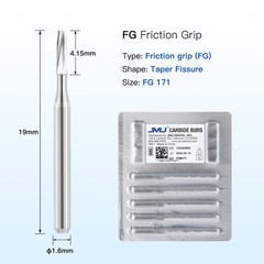 JMU Dental Carbide Burs High Speed FG Taper Fissure 5pcs/pk