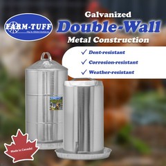 FARM-TUFF Double Wall Cone Top Galvanized Poultry Fountain, 8 Gallon Capacity