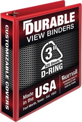 Customizable Eco-Friendly 3 Ring Binder – 625 Page Capacity, Lay-Flat Spine, Red