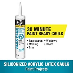 (8 Pack) DAP Alex Plus White Acrylic Latex Caulk Plus Silicone 10.1 oz Paintable