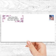 60 Return Address Labels Personalized Printed 3/4 x 2 1/4 Corner Cherry Blossoms
