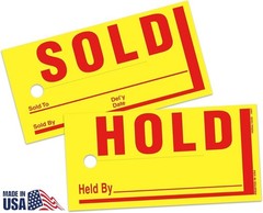 VERSA-TAGS Jumbo Hold/Sold Tag 8 x 4 inch Merchandise Tag – Quantity 250