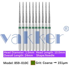 10pc Diamond Bur Shape Needle Diamond Burs for Handpiece Fine Medium Coarse