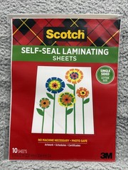 Scotch Self-Seal Laminating Sheets 10 Pack Single-Sided 9×12 LS854SS-10 3M Clear