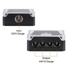 VonSom 4 Way Power Distribution Block, 1x 0/2/4 AWG Gauge in / 4X 4/8/10 Gaug…