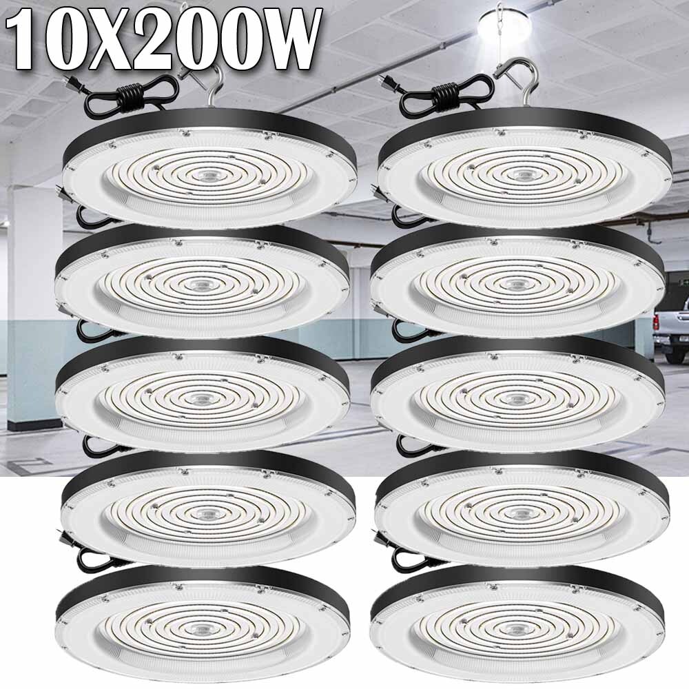 10 Pack 200W UFO Led High Bay Light Commercial Industrial Warehouse Shop Lights
