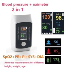 New 2 in 1 Smart Pulse Fingertip Oximeter with Blood Presure SpO2 PR PI SYS DIA