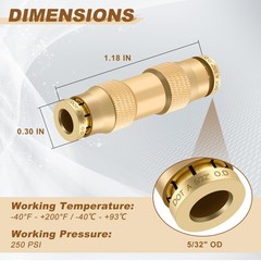 5/32″ Quick Push to Connect Fittings Brass Union Straight Joint DOT Approved …