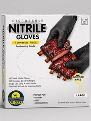 Black Nitrile Gloves Large 100ct Sunset 4Mil Powder Free