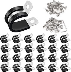 50pcs 1/2 Inch Cable Clamps 304 Stainless Steel Rubber Cushion Insulated Wire Cl