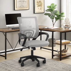 Adjustable Height Computer Home Office Ergonomic Desk Mesh Chair Light Grey