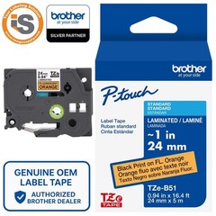 Genuine Brother TZe-B51 Black on Fluorescent Orange 24mm 1″ P-Touch Label Tape