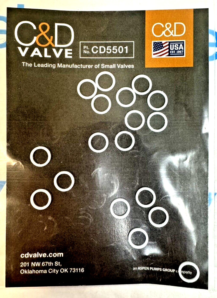 C&D Valve CD5501 Replacement Teflon® O-rings for M-Series Fittings