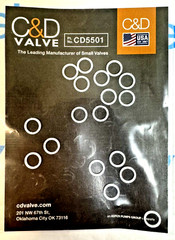 C&D Valve CD5501 Replacement Teflon® O-rings for M-Series Fittings