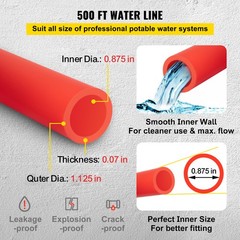 VEVOR 1″-500′ PEX Tubing Pipe Coil Certified Non-Barrier Htg/Plbg/Portable Water