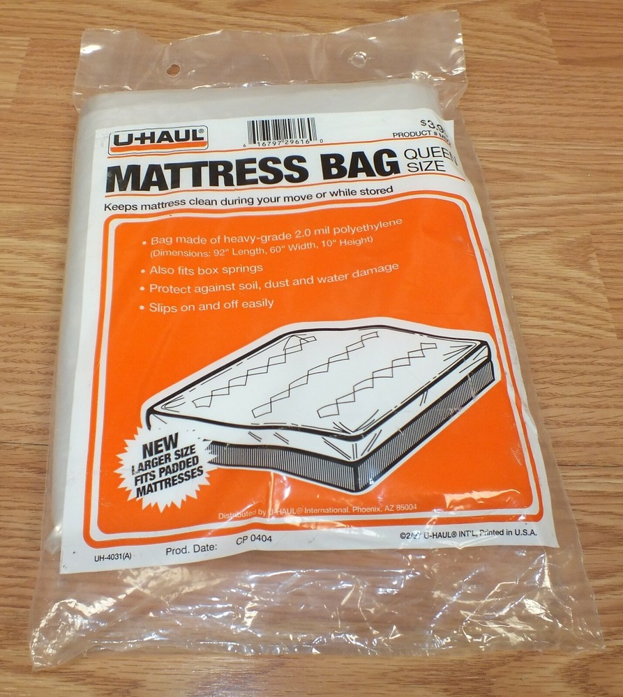 Genuine U-Haul Queen Size Travel / Moving Plastic Mattress Bag **NEW**