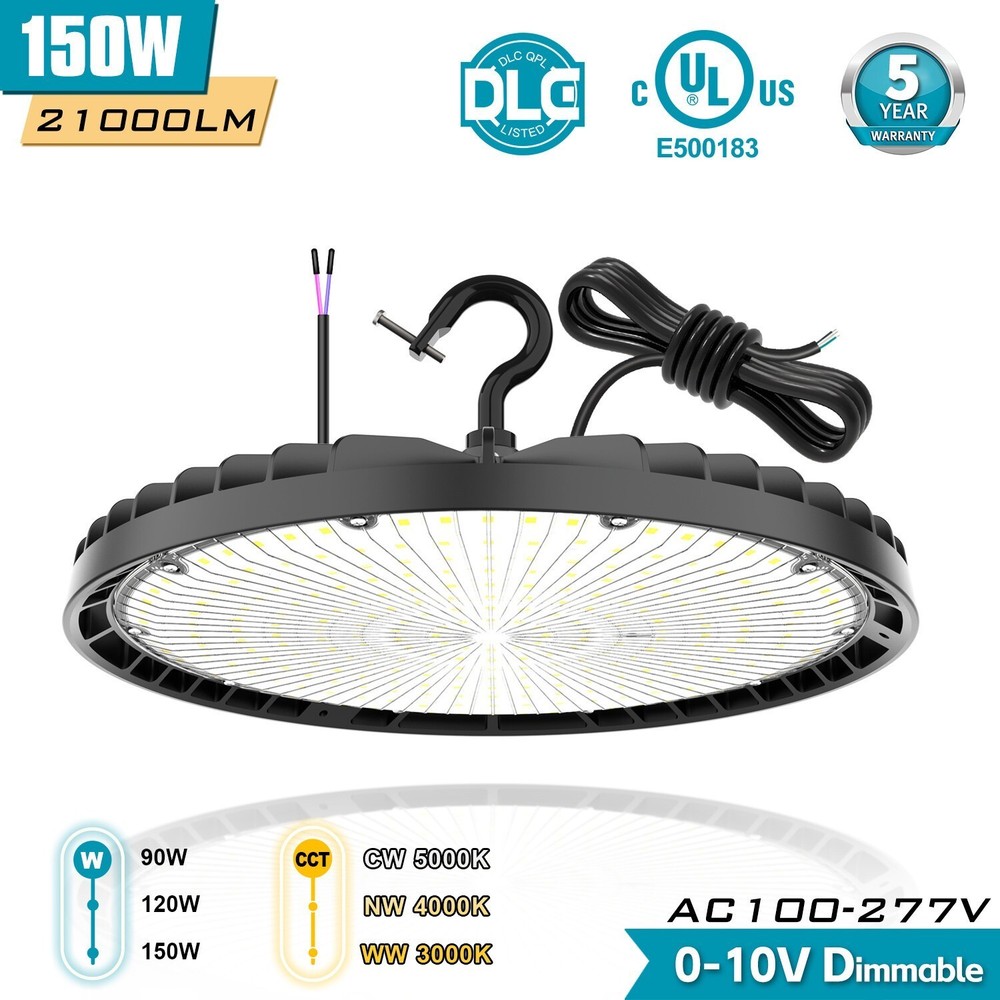 150W LED UFO High Bay Lights 3000K/4000K/5000K Adjustable Commercial Shop Lights