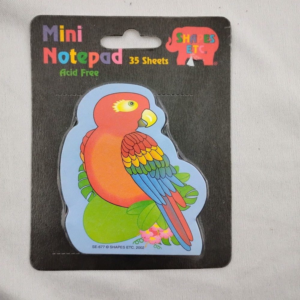 Vintage Shapes Etc. Mini Notepad 35 Sheets Parrot