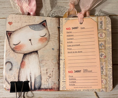 Junk Journal Handmade Booklet Book Vintage “Cute Animals” Pockets, Ephemera b