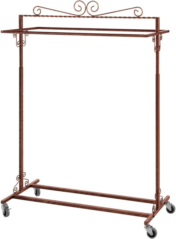 Clothing Rack Boutique Double Bar Rail Rolling Salesman Retail Bronze 48 72″ H