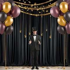 20 ft x 10 ft Wrinkle Free Black Backdrop Curtain for Parties, 4 Panels 10ft …