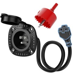 Heavy-Duty 5-in-1 T 20A 125V RV Shore Power Inlet Plug with 18″ Extension Cord