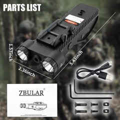 2200 Lumen Tactical Flashlight with Green Laser Beam Combo, Low Black/Green