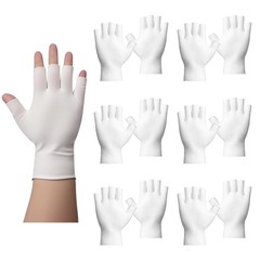6 Pairs White Cotton Gloves – Fingerless Moisturizing Gloves – Eczema White G…