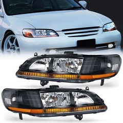 Black Housing Headlight Assembly for 1998-2002 Honda Accord Pair DOT Approved
