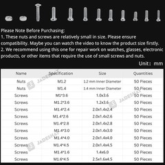600Pcs Small Screws Assortment Kit Mini Bolts Nuts Set M1 M1.2 M1.4 M1.6 Organiz