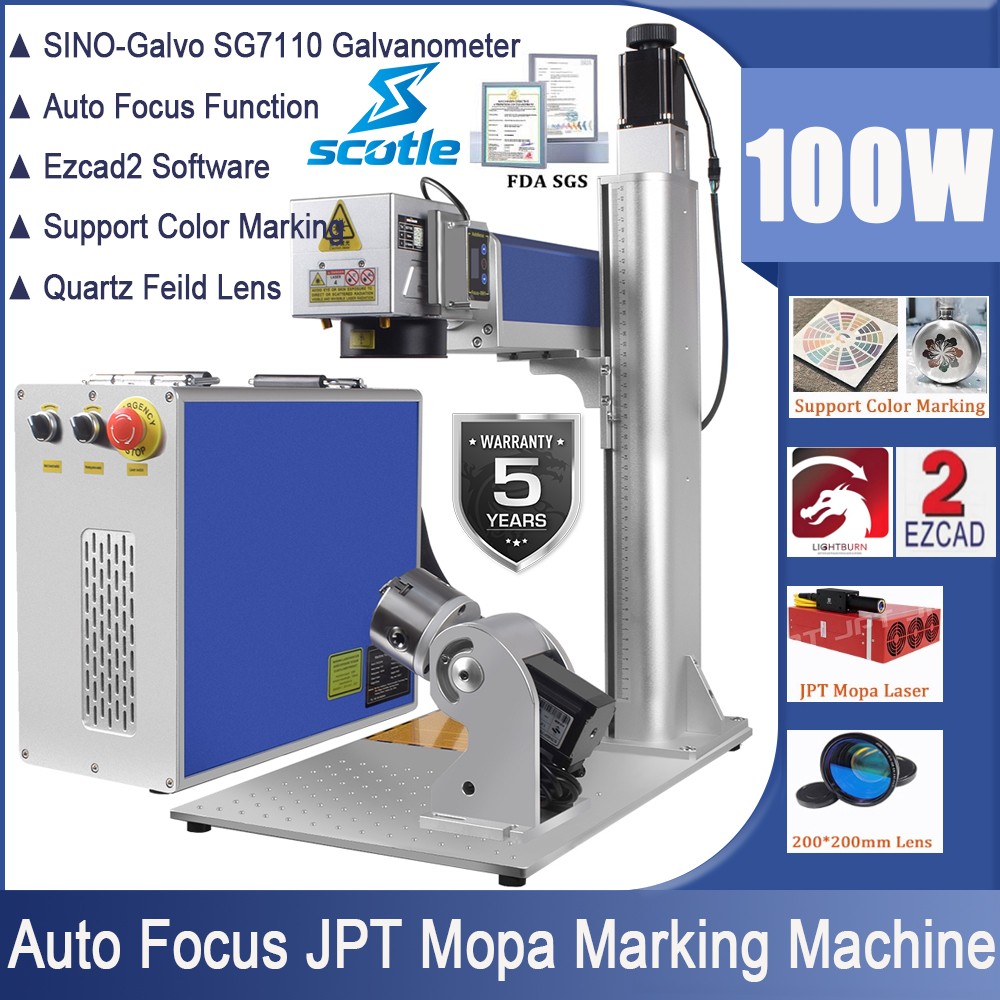 100W Auto Focus JPT M7 Mopa Fiber Laser Marking Machine Engraver Maker Ezcad2 US