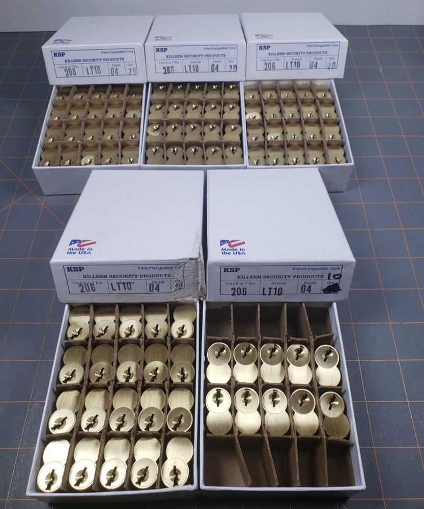 (lot of 90) KSP SFIC Core – LT10 – 6-Pin – Satin Brass 206-LT10-04
