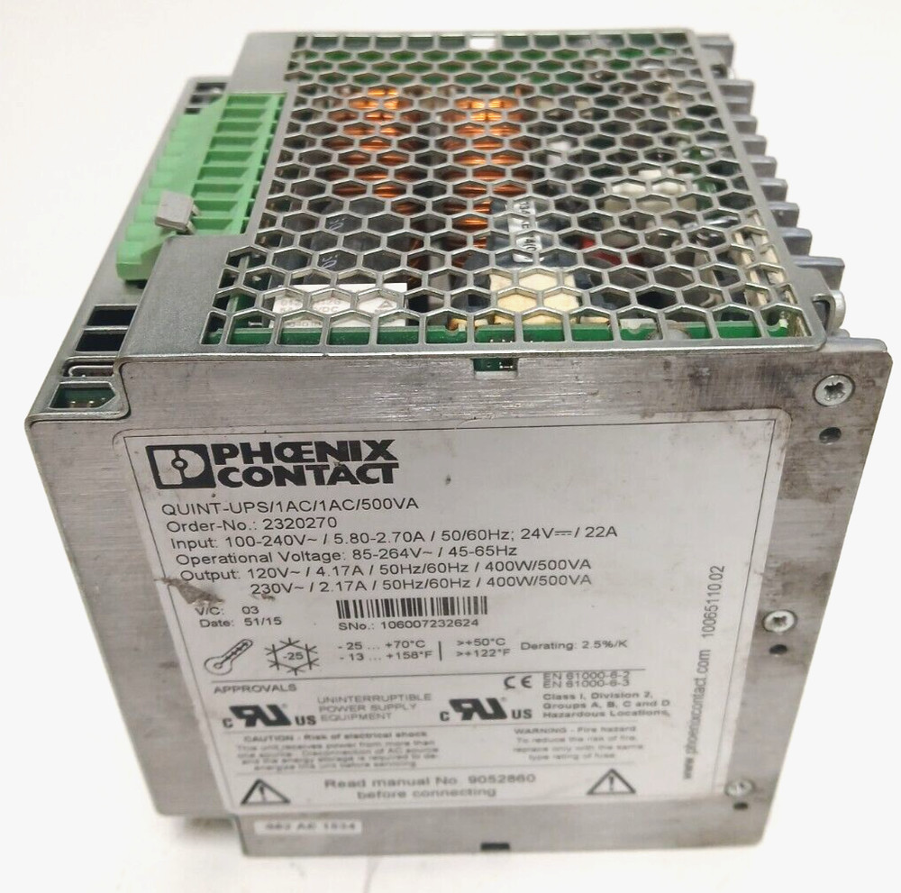 PHOENIX CONTACT POWER SUPPLY QUINT-UPS/1AC/1AC/500 VA ORDER NO. 2320270