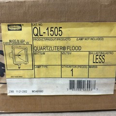 Hubbell QL-1505 Quartzliter 1500W Quartz Halogen Flood Light Fixture NEW